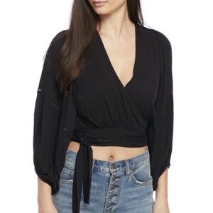 Free people dream girl wrap black top/ blouse